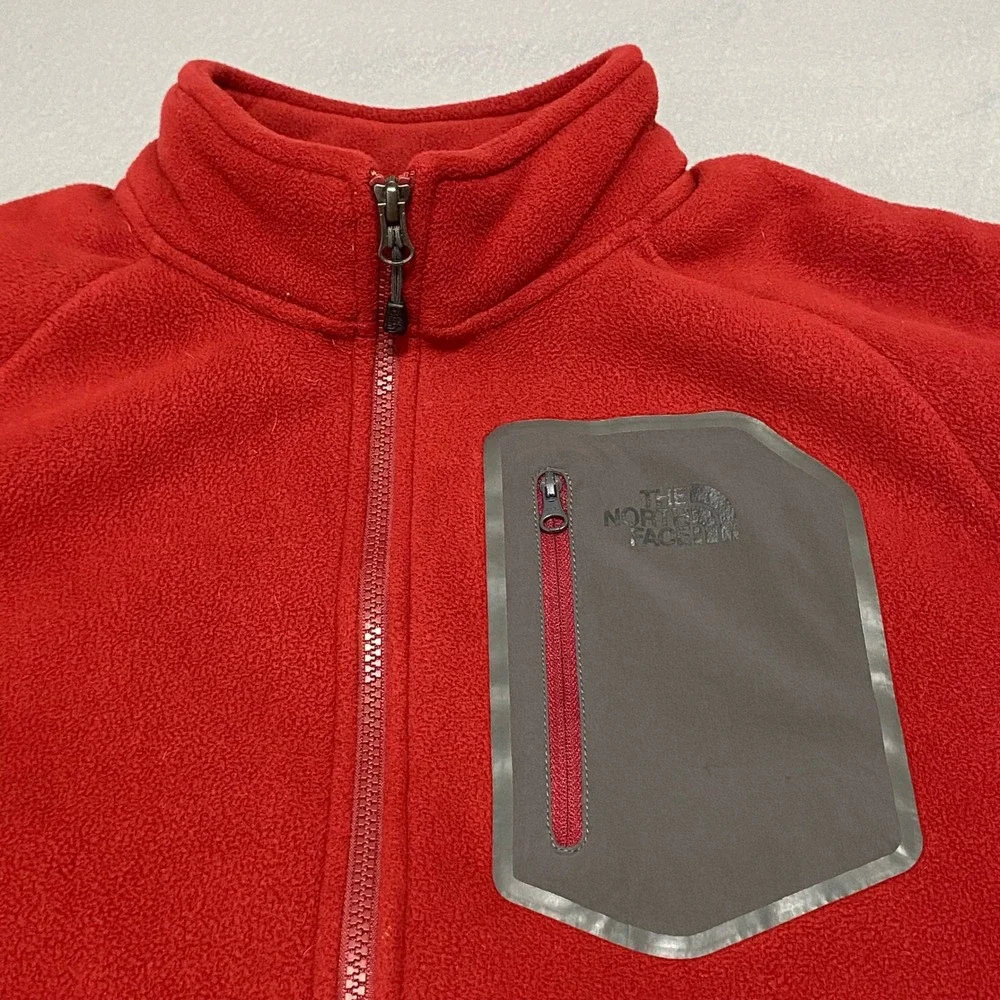 The North Face Mens TKA Glacier Full Zip Fleece Jacket Red Grey Large NF0A49AE